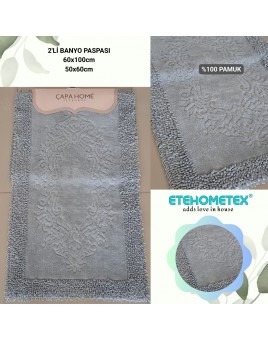 ÇAPA HOME PAMUK 2'Lİ BANYO PASPASI GRİ 8696474231915
